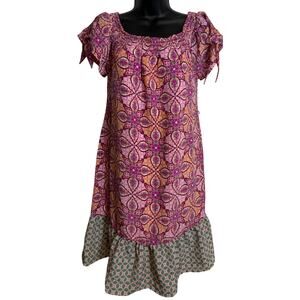 Motherhood Maternity Women Dress Small Shift Ruffle Pink Short Sleeve Scoop New